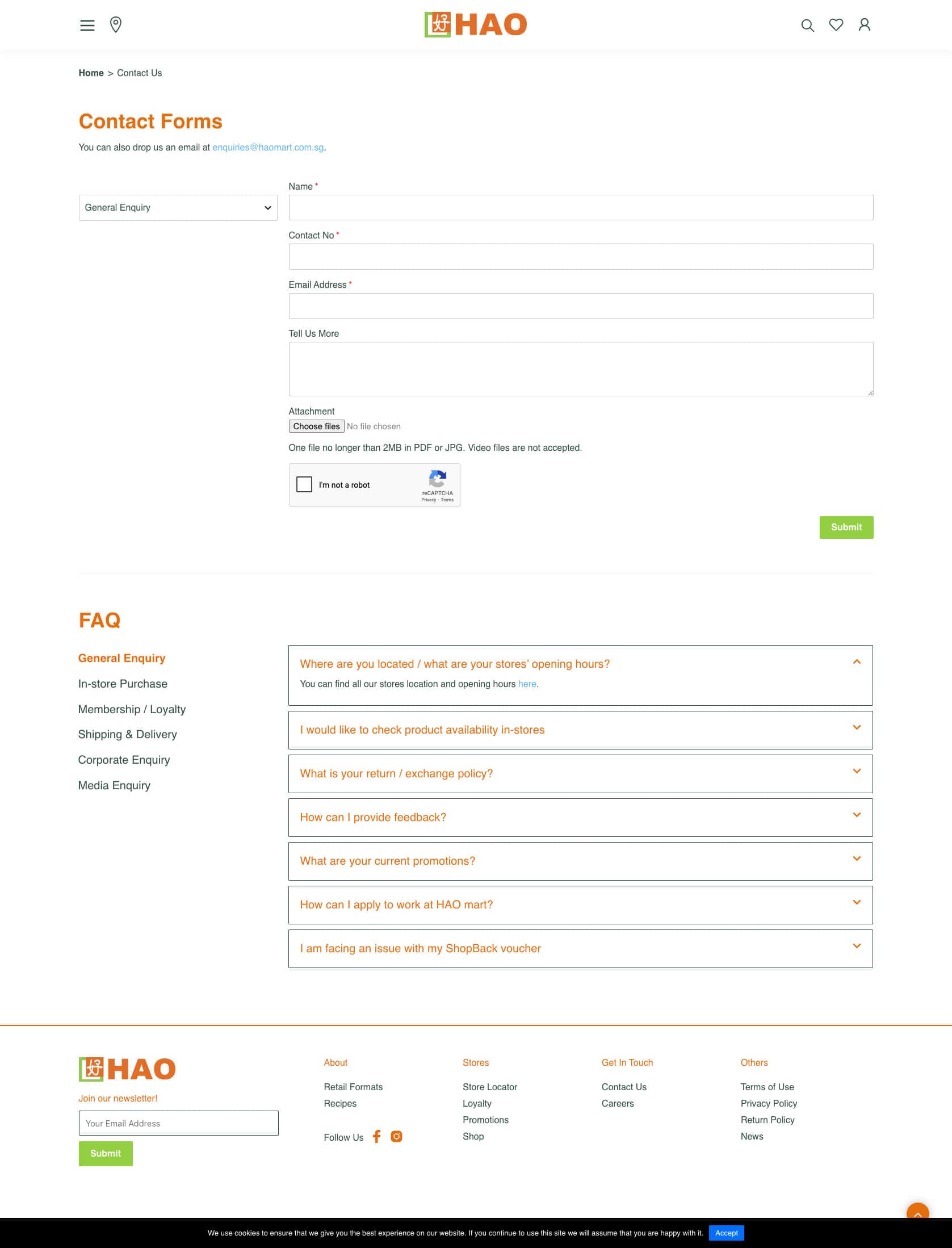HAO mart - Contact & FAQ