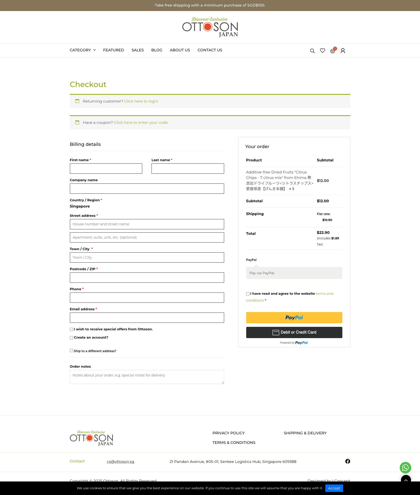 Ottoson Japan - Checkout